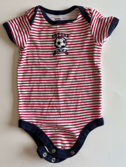 Boys' 6-12 month bundle: Onesie & Romper – George, size 6-12 months Long-sleeve black shirt – Carter's, size 12 months, Kids 9 Month (6-9M)