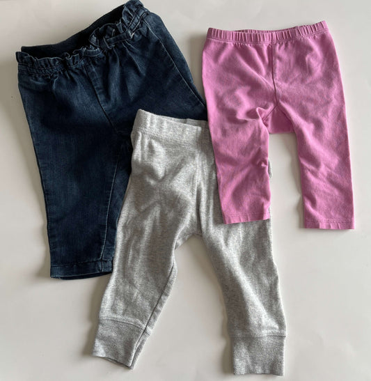 Girls 3-6 Month Pant Bundle Carter's, Mexx and Joe Fresh (jeans), Kids 6 Month (3-6M)