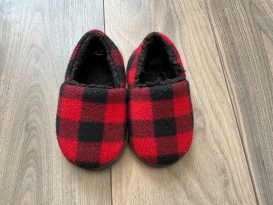 Red and Black Plaid Slippers, Shoes 5 (Walkers:12-24 mth)