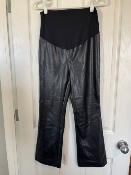 Faux Leather Crop Flare-Leg Legging - XS