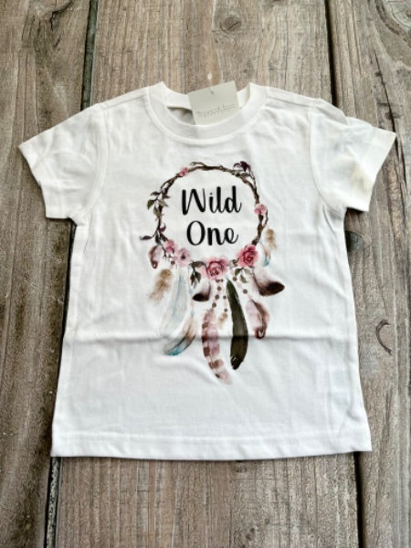 House of Luna Boutique small shop size 2T girls floral dreamcatcher “wild one” shirt, new with tags, Kids 2T