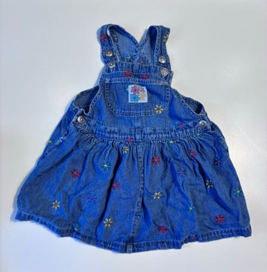 12-18m vintage gap soft denim embroidered overall dress