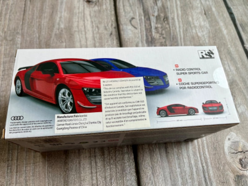 RW Audi R8 GT remote controlled sports car, blue, new in box