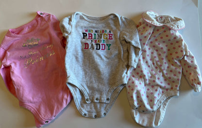 Girls 6 Month Long Sleeve Onesies. Carter's 6M, Children's Place 6-9M x2, Kids 6 Month (3-6M)
