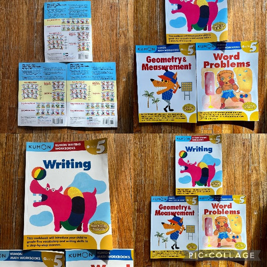 Grade 5 level five learning, math and writing books