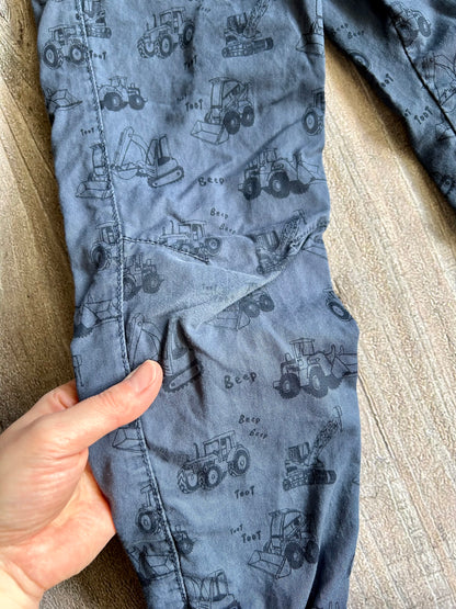 H&M size 6-8yrs light blue bear themed sweatshirt sweater & size 6-7yrs dark blue construction themed cargo pants, Kids 6/6X (extra small)