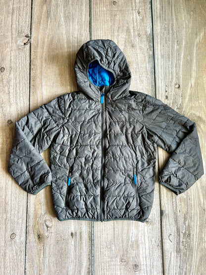 Paradox size 10-12 boys primaloft packable puffer jacket, dark grey and blue, Kids 10 (medium)
