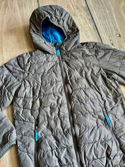Paradox size 10-12 boys primaloft packable puffer jacket, dark grey and blue, Kids 10 (medium)