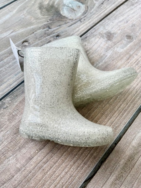 H&M size 10.5 girls silver white sparkly rain boots, new with tags, Shoes 10.5 (Toddler:2-4yr)