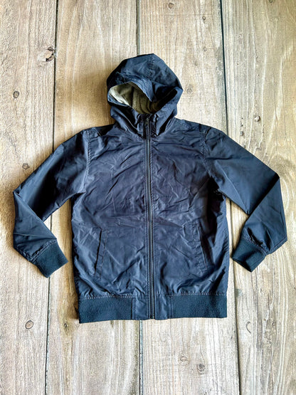 Children’s Place size 10-12 boys dark navy blue lined hooded rain jacket, Kids 10 (medium)
