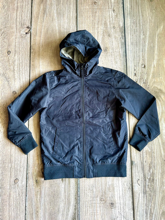 Children’s Place size 10-12 boys dark navy blue lined hooded rain jacket, Kids 10 (medium)