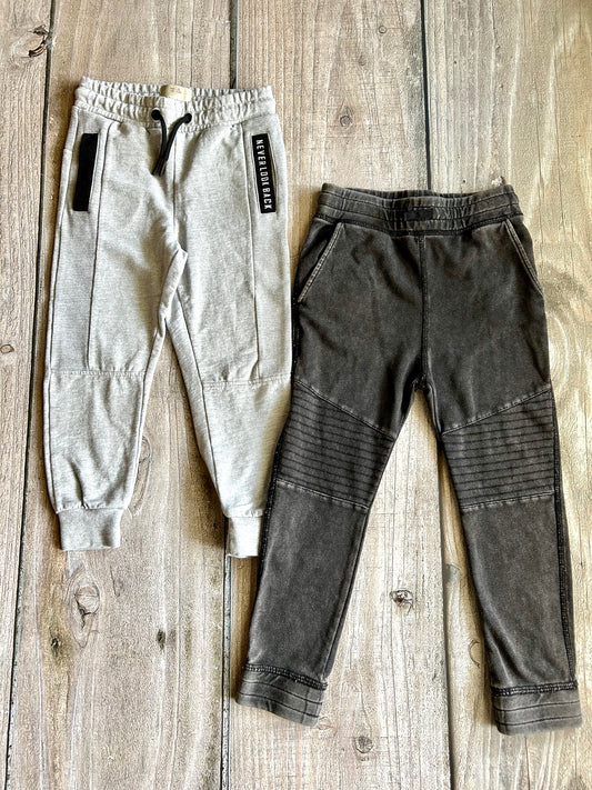 Zara Kids & H&M size 6 boys grey motto pants, sweatpants bundle, Kids 6/6X (extra small)