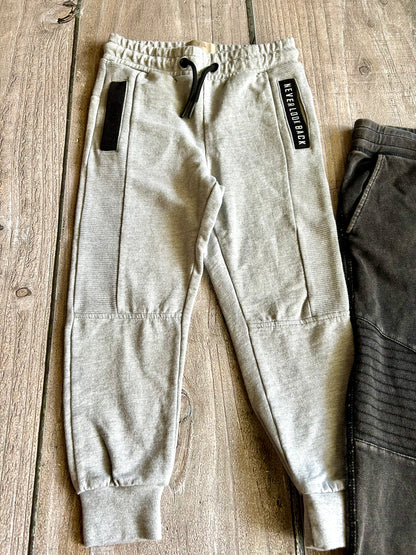 Zara Kids & H&M size 6 boys grey motto pants, sweatpants bundle, Kids 6/6X (extra small)
