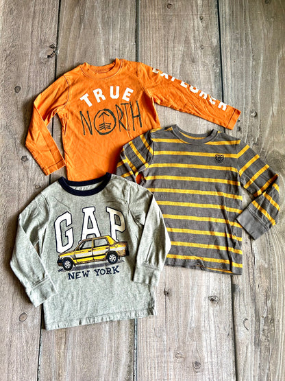 BabyGap Gymboree Joe Fresh size 4T boys long sleeve tops bundle, New York taxi, true North, stripes, Kids 4/4T