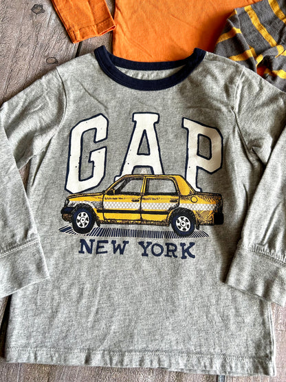 BabyGap Gymboree Joe Fresh size 4T boys long sleeve tops bundle, New York taxi, true North, stripes, Kids 4/4T