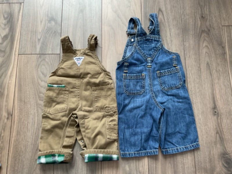 Baby Boys Overalls Brown Oshkosh Denim Old Navy 3-6 Months, Kids 6 Month (3-6M)