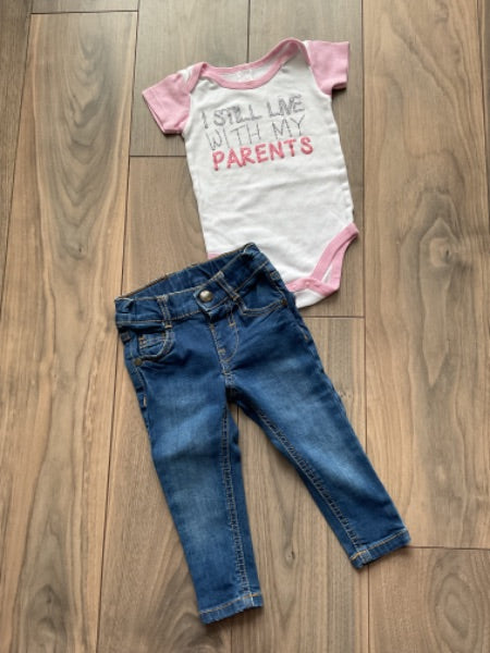 Baby Girl Parents Onesie and Jeans, Kids 9 Month (6-9M)