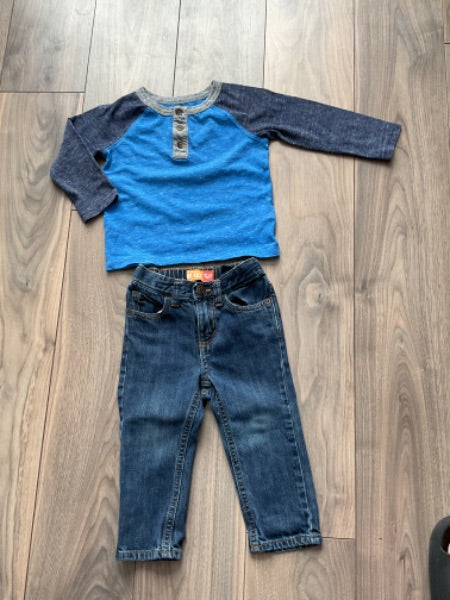 Boys outfit 18-24 months Raglan Shirt and Jeans, Kids 24 Month (18-24M)