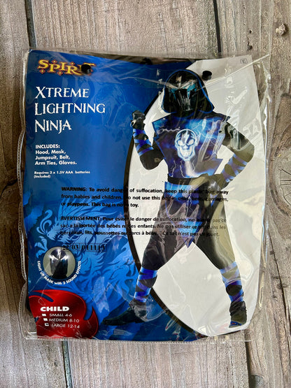 Spirit Halloween Xtreme Lightning Ninja costume boys size large 12-14, Kids 12 & 14 (large)