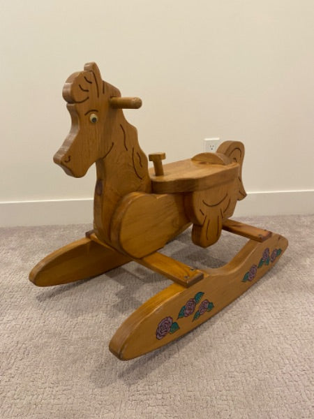 Sturdy, solid wood antique rocking horse