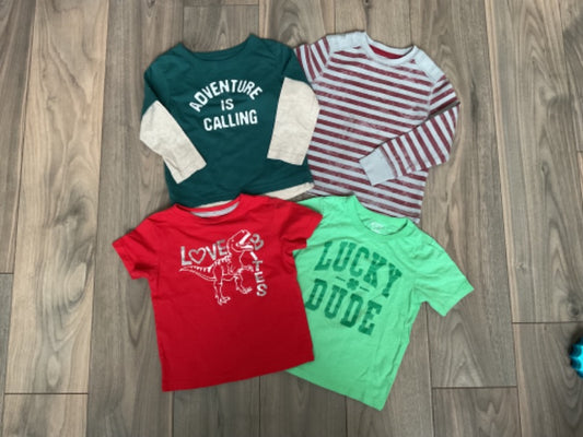 Boys Shirt Bundle 2 Long Sleeve 2 Short Sleeve Size 2, Kids 2T