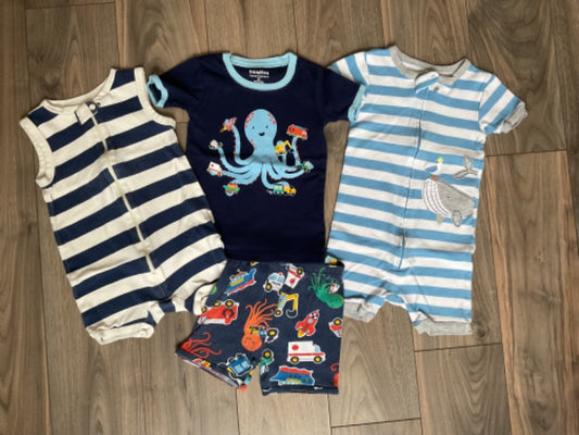 Blue Summer Pajamas - 2 - 1 Piece, 1 - 2 Peice, Kids 3T