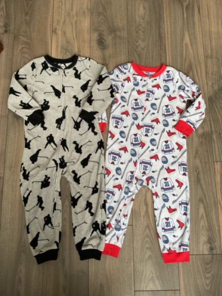 Fleece Sleepers - 2 Pair Hockey Themed, Kids 3T