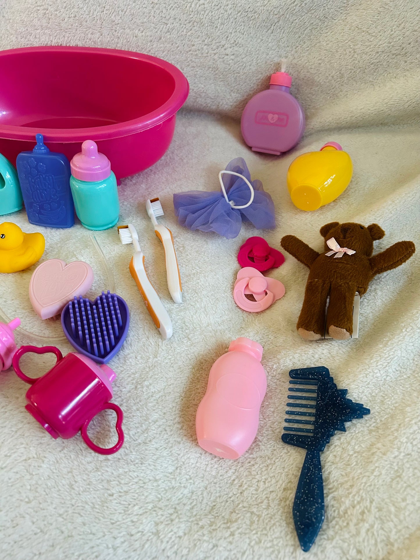 Doll bath & play accessories bundle, EUC