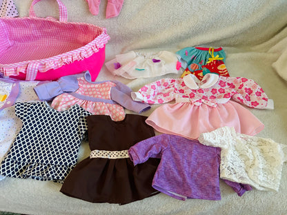Doll clothes and dolls dress up bundle, EUC