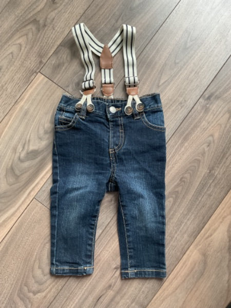 Blue Jeans with Suspenders , Kids 9 Month (6-9M)