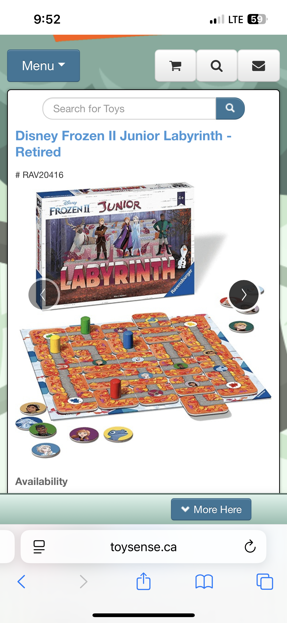 Ravensburger Disney Frozen 2 Junior Labyrinth board game, EEUC