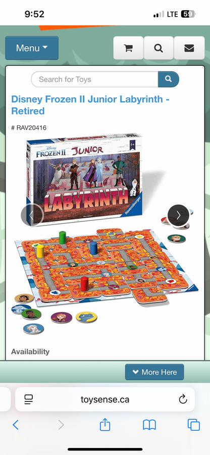 Ravensburger Disney Frozen 2 Junior Labyrinth board game, EEUC