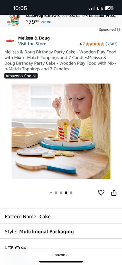 Melissa & Doug wooden birthday cake play set, EUC
