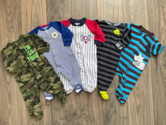 Sleepers - 5 pair, camo, stripes, Kids 3 Month (0-3M)