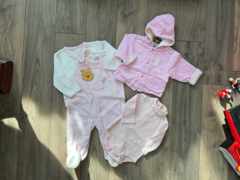 Pink! Turtleneck Onesie, Pink Jacket, Winnie the Pooh Outfit, Kids 9 Month (6-9M)