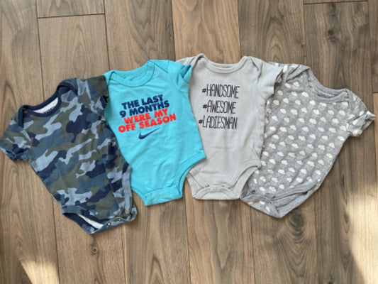 Camo, Blue and Grey Onesies, Kids 9 Month (6-9M)