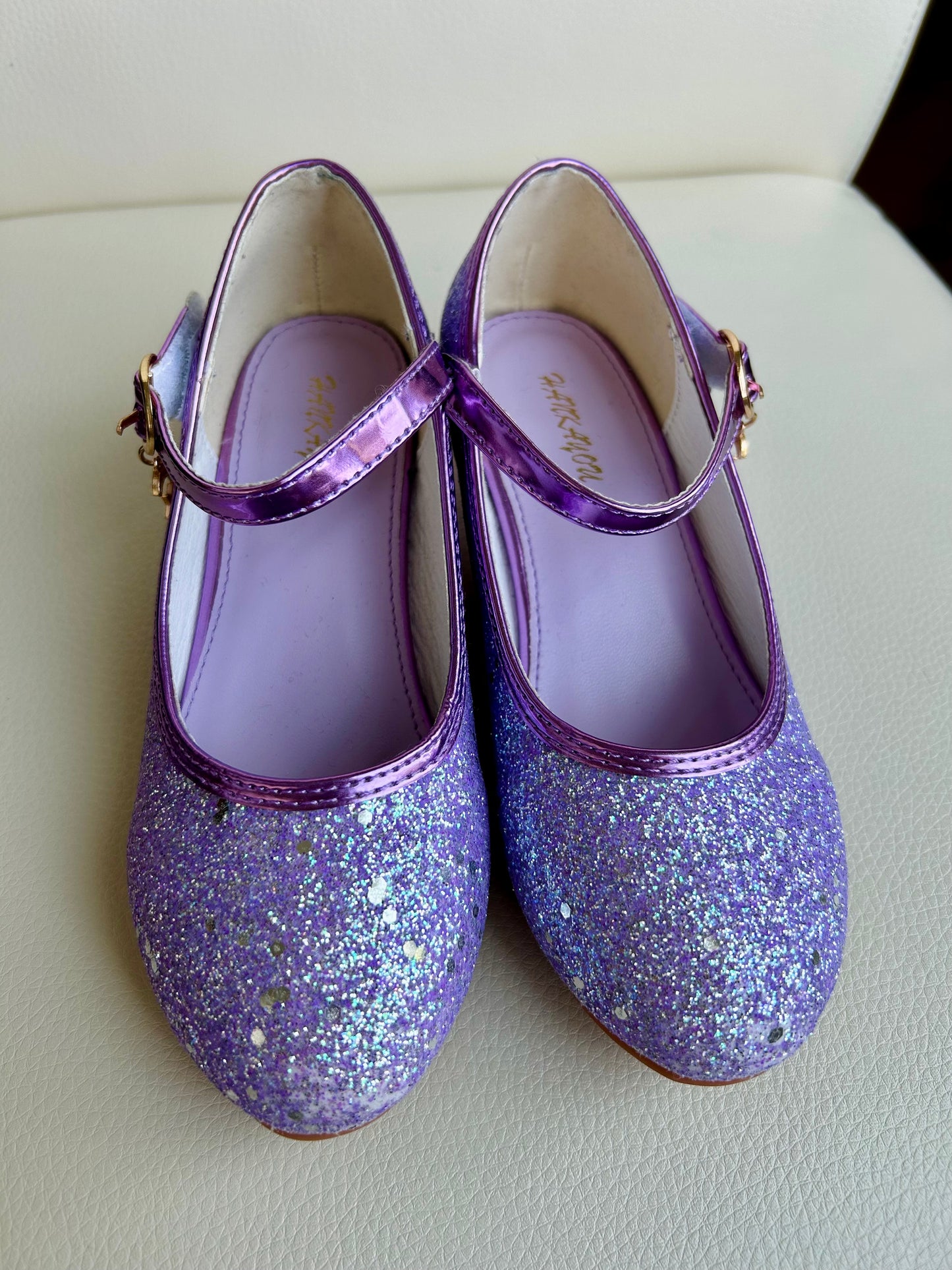 Lavender purple sparkly girls princess glitter shoes, dress up shoes, size 32 (1-1.5Y), Shoes 1 (Kids:4-8yr)