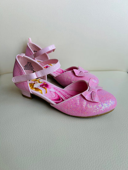 Disney x H&M size 12.5 girls Sleeping Beauty Aurora pink princess glitter sparkle shoes, dressy shoes, Shoes 12.5 (Kids:4-8yr)