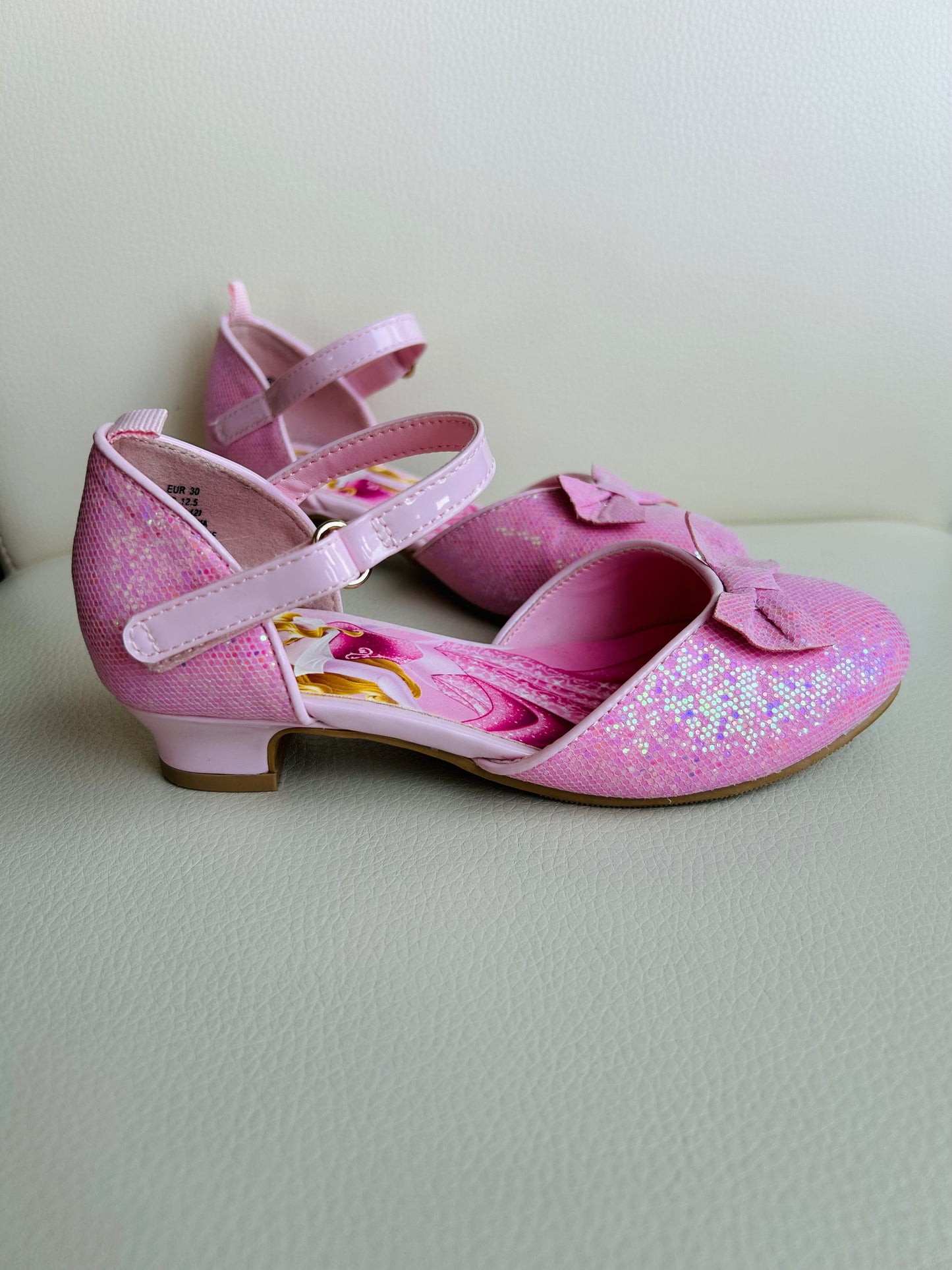 Disney x H&M size 12.5 girls Sleeping Beauty Aurora pink princess glitter sparkle shoes, dressy shoes, Shoes 12.5 (Kids:4-8yr)