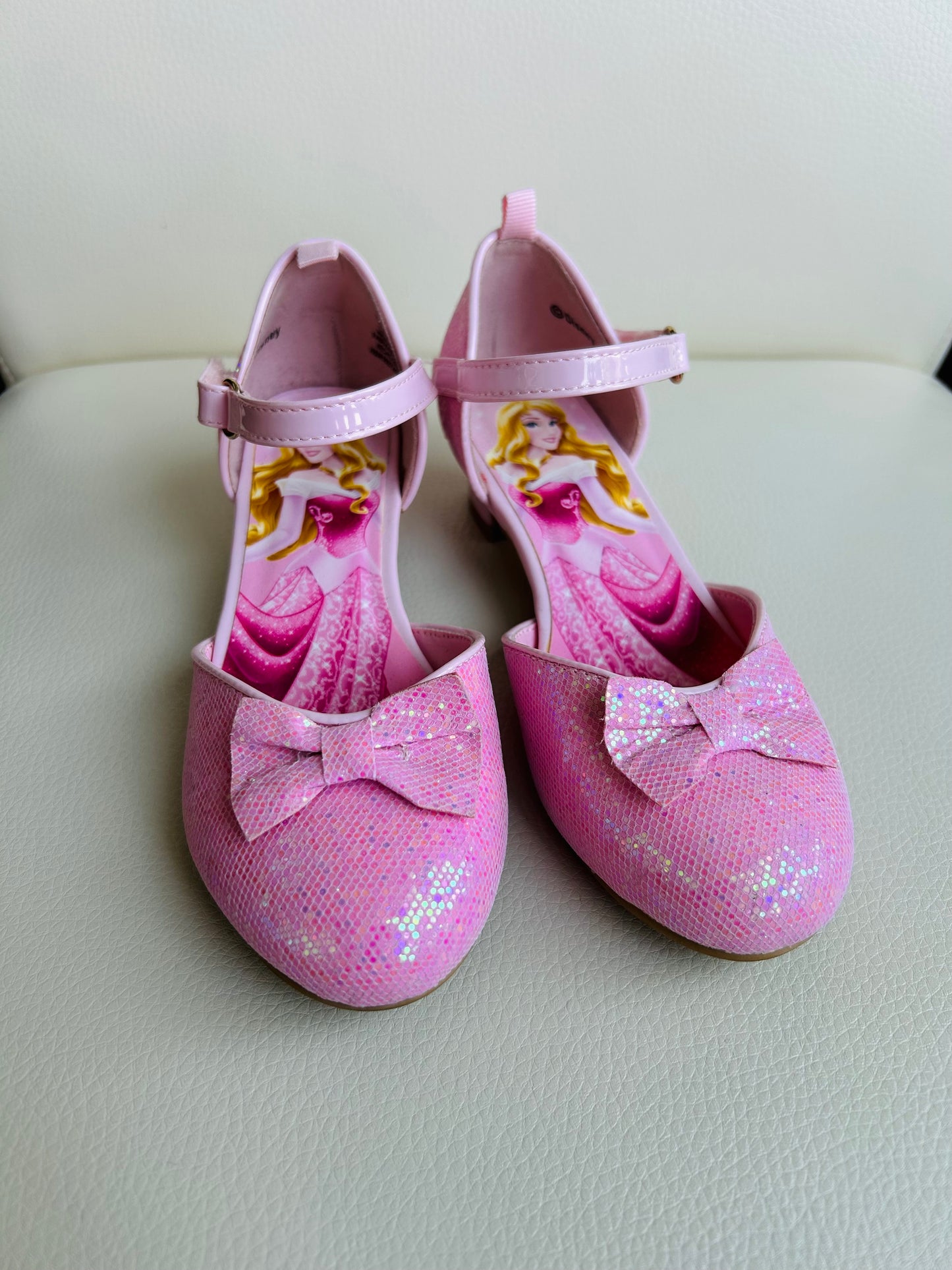 Disney x H&M size 12.5 girls Sleeping Beauty Aurora pink princess glitter sparkle shoes, dressy shoes, Shoes 12.5 (Kids:4-8yr)