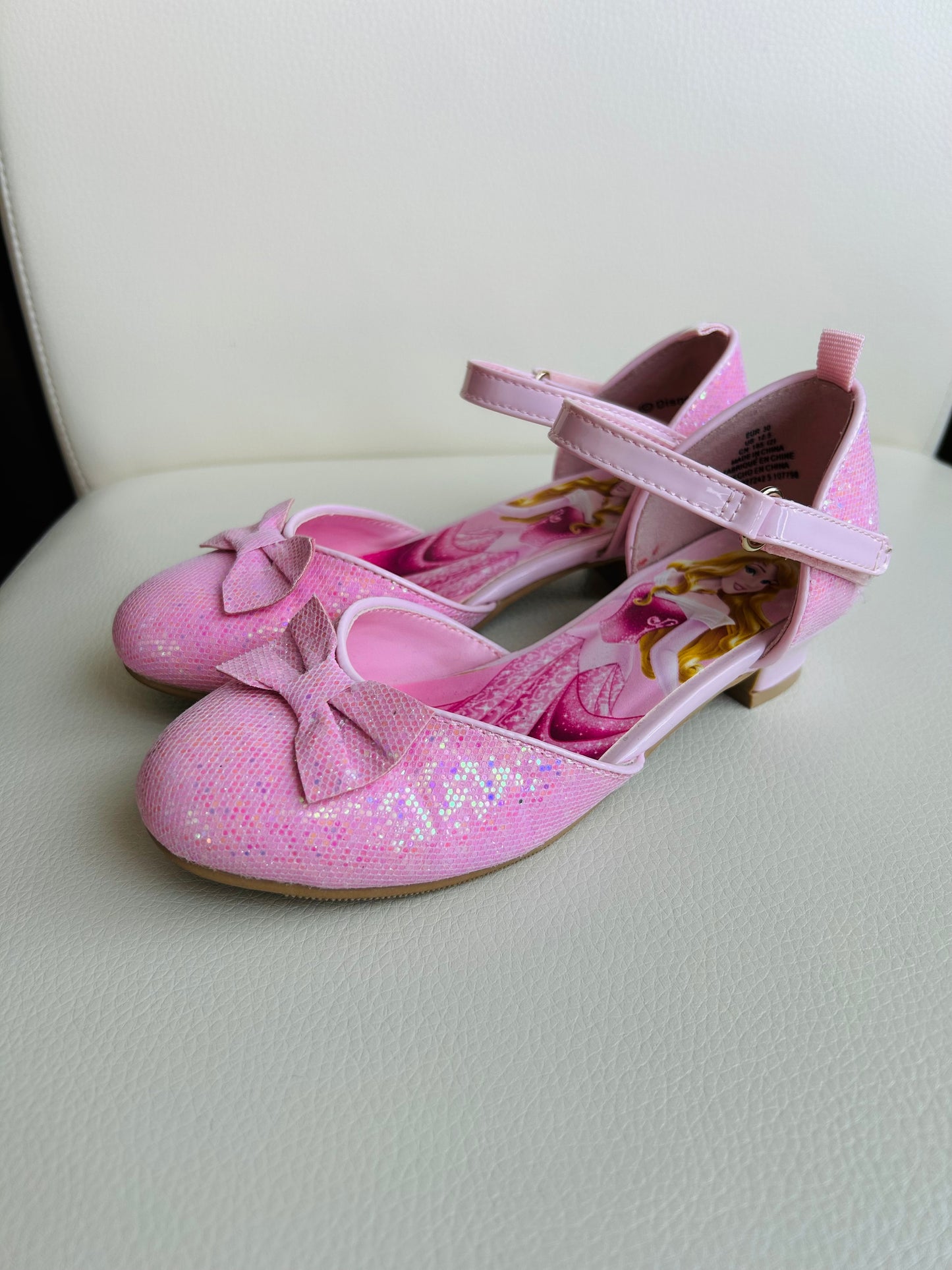 Disney x H&M size 12.5 girls Sleeping Beauty Aurora pink princess glitter sparkle shoes, dressy shoes, Shoes 12.5 (Kids:4-8yr)