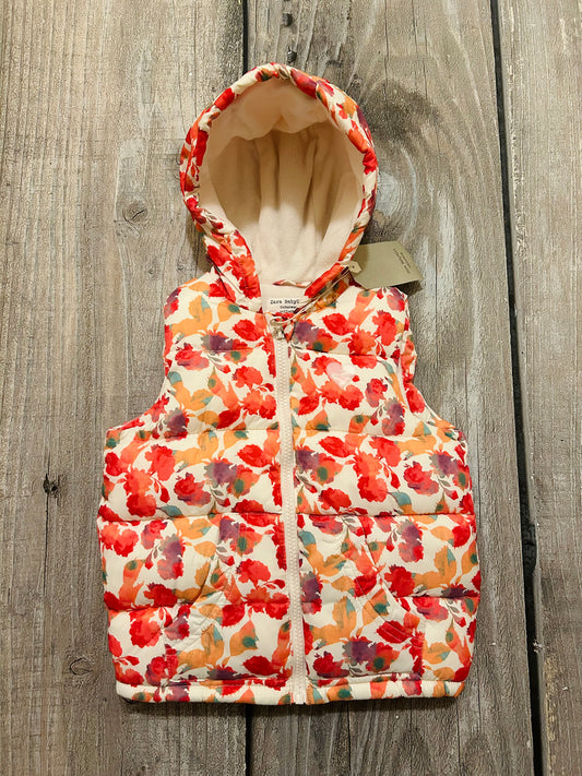 Zara BabyGirl size 3-4 girls floral print zip up puffer vest, new with tags, Kids 4/4T