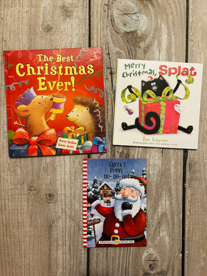 Christmas hardcover books bundle, Splat The Cat, Best Christmas Ever, Santa’s Funny Ho-Ho-Ho