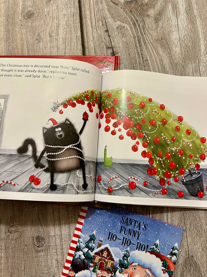 Christmas hardcover books bundle, Splat The Cat, Best Christmas Ever, Santa’s Funny Ho-Ho-Ho