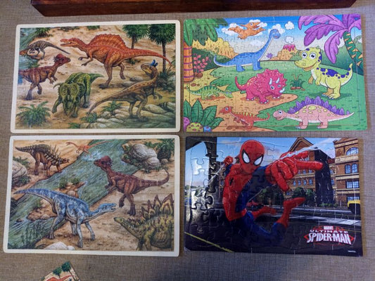 Frame Board Puzzle Lot - Dinosaurs + Spiderman