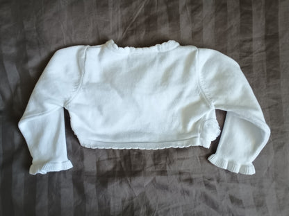 White Bolero Jacket with Ribbon Rose details, 12 mons, Kids 12 Month (9-12M)