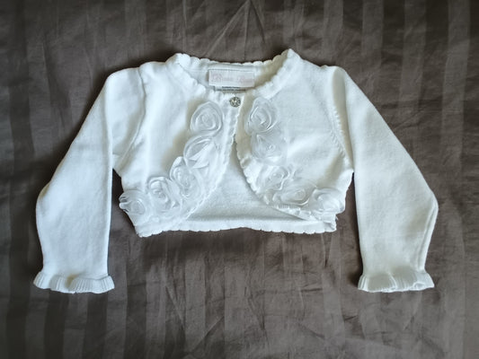 White Bolero Jacket with Ribbon Rose details, 12 mons, Kids 12 Month (9-12M)