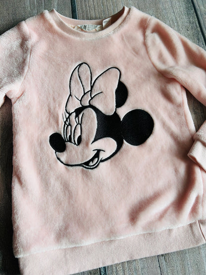 H&M x Disney size 4-6yrs girls pink Minnie Mouse plush sweater, top, like new, Kids 6/6X (extra small)