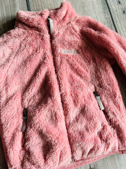 Bench size 6 girls dusty rose pink Sherpa faux fur zip up sweater, jacket, Kids 6/6X (extra small)