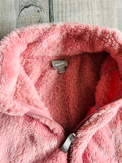 Bench size 6 girls dusty rose pink Sherpa faux fur zip up sweater, jacket, Kids 6/6X (extra small)